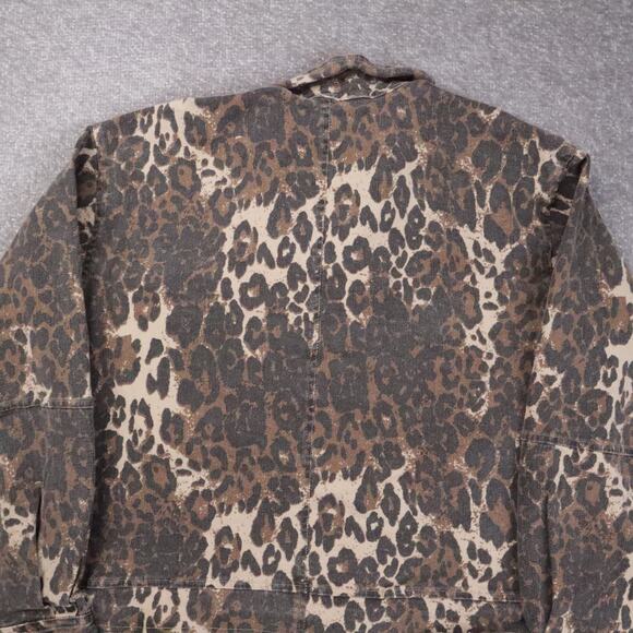 Womens Mystree Leopard Print Medium Multicolor Cropped Long Sleeve Jacket - Picture 9 of 9